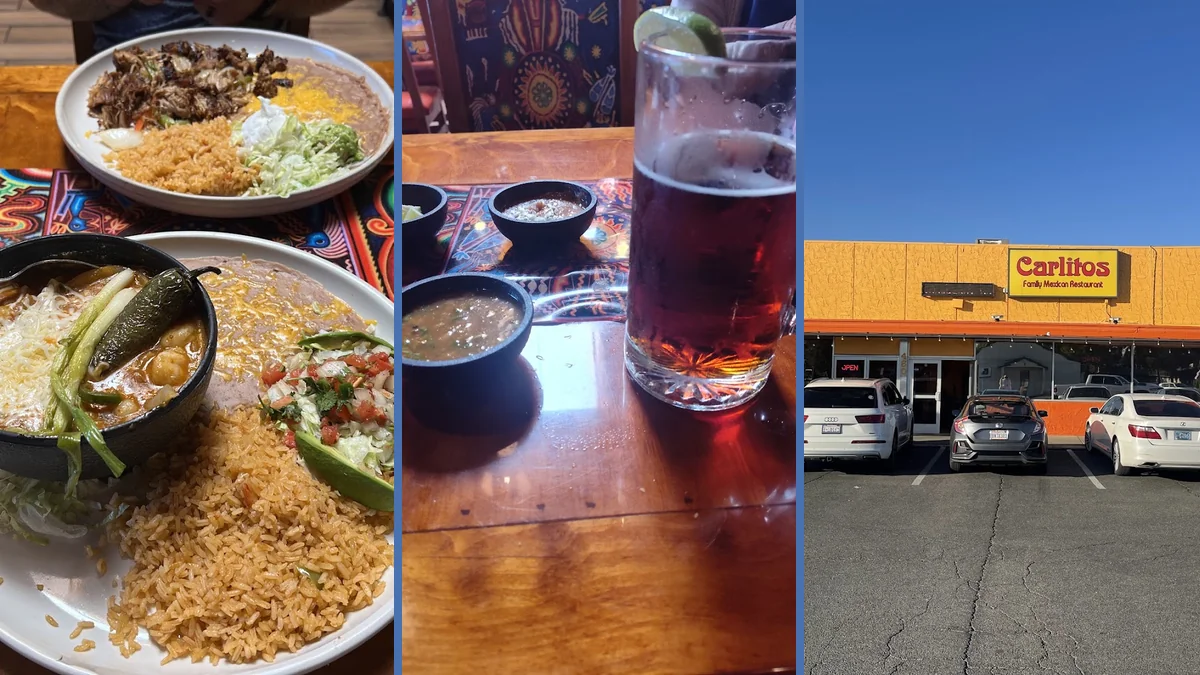 Mexican restaurant interior with table service setup.
